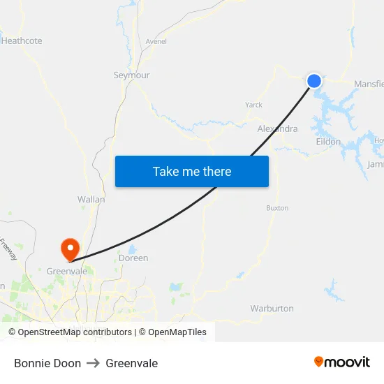 Bonnie Doon to Greenvale map