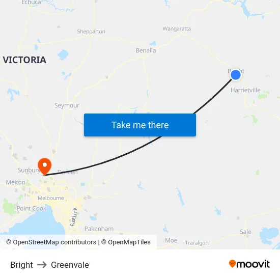 Bright to Greenvale map