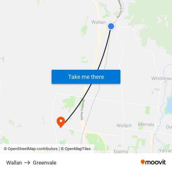 Wallan to Greenvale map