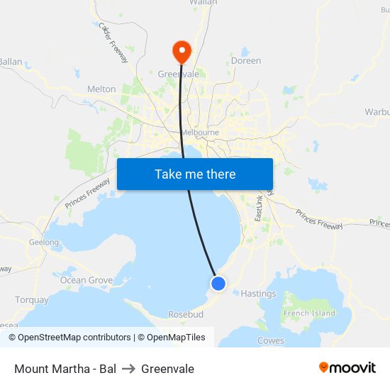Mount Martha - Bal to Greenvale map