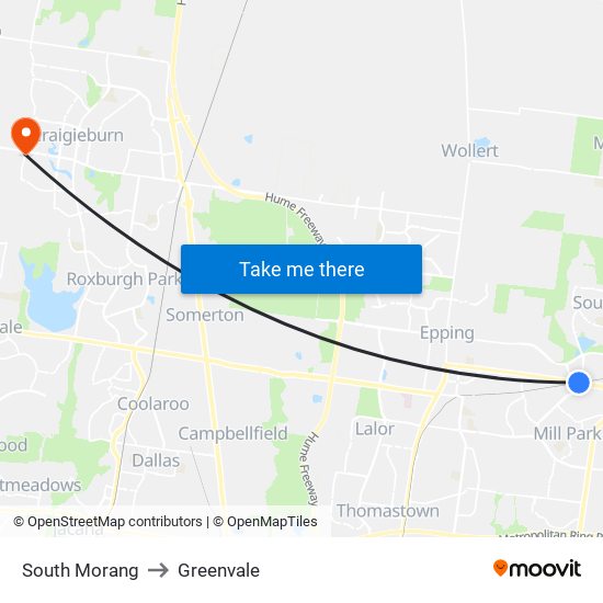 South Morang to Greenvale map