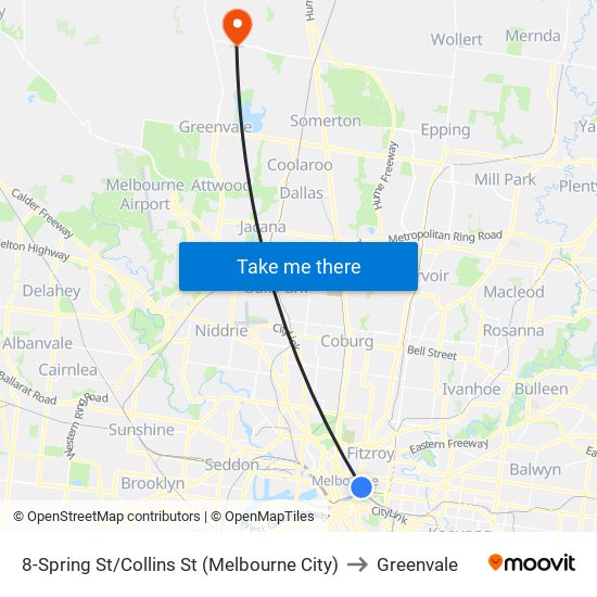 8-Spring St/Collins St (Melbourne City) to Greenvale map