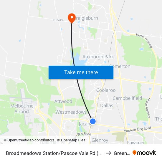 Broadmeadows Station/Pascoe Vale Rd (Broadmeadows) to Greenvale map