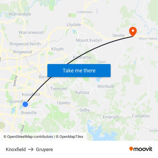 Knoxfield to Gruyere map