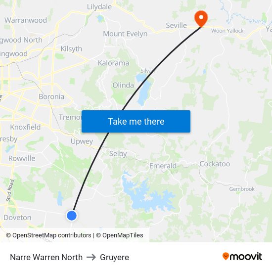 Narre Warren North to Gruyere map