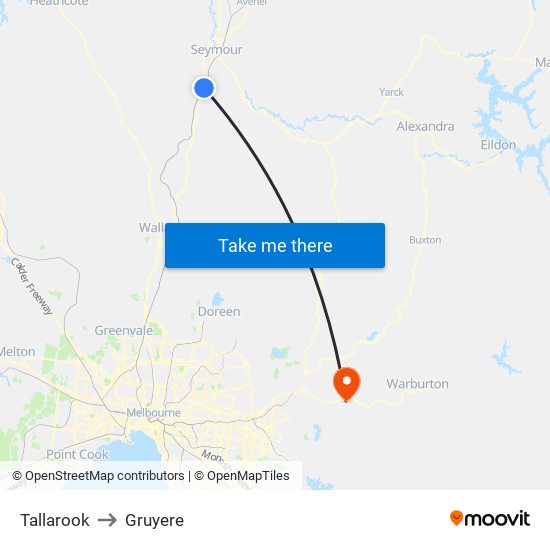 Tallarook to Gruyere map