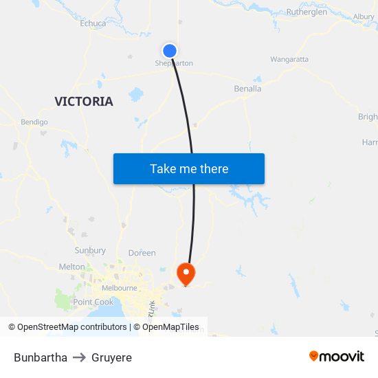 Bunbartha to Gruyere map