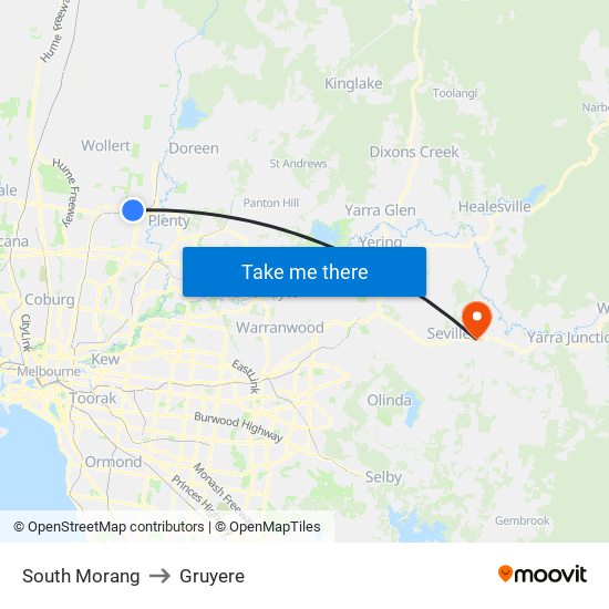 South Morang to Gruyere map