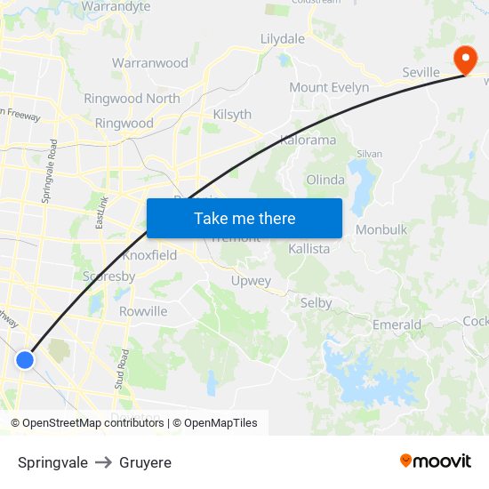 Springvale to Gruyere map