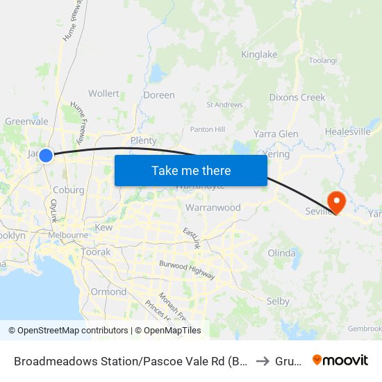 Broadmeadows Station/Pascoe Vale Rd (Broadmeadows) to Gruyere map