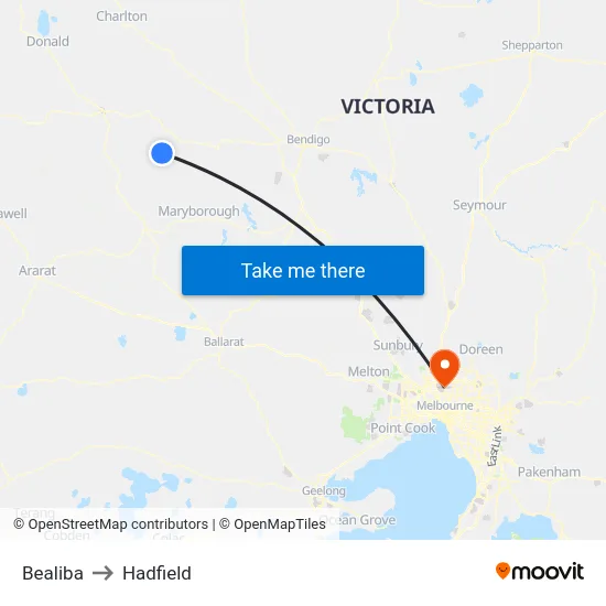 Bealiba to Hadfield map