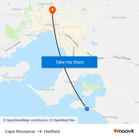 Cape Woolamai to Hadfield map