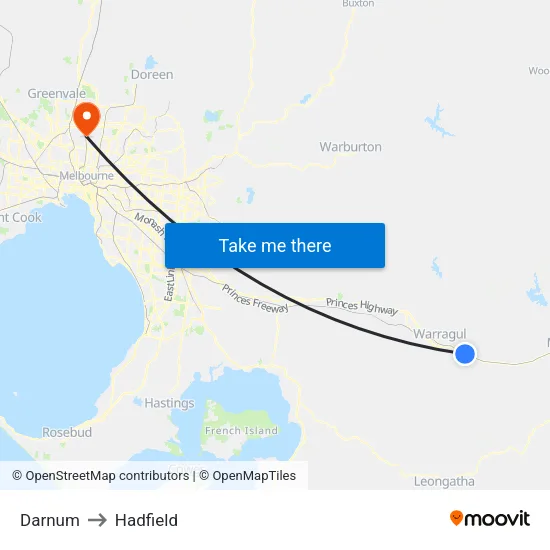 Darnum to Hadfield map