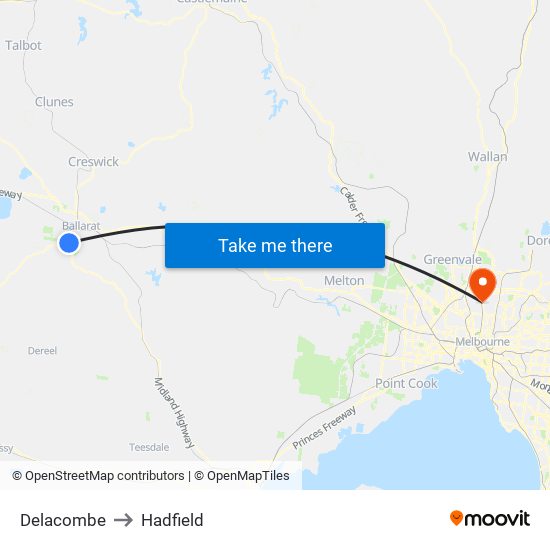 Delacombe to Hadfield map