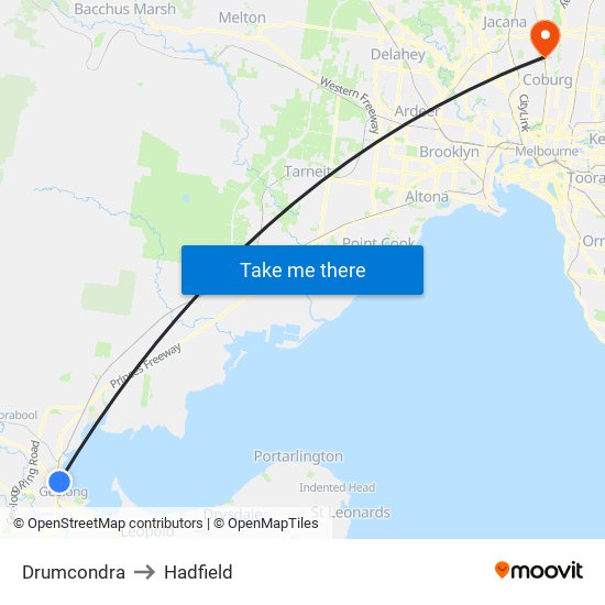 Drumcondra to Hadfield map