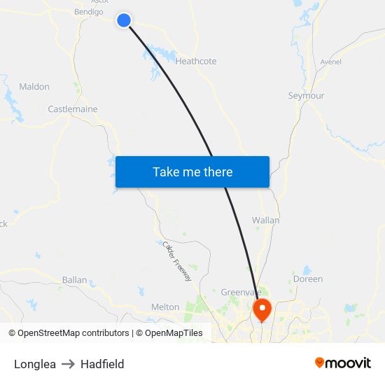 Longlea to Hadfield map