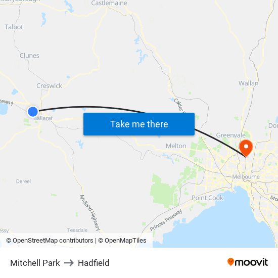 Mitchell Park to Hadfield map