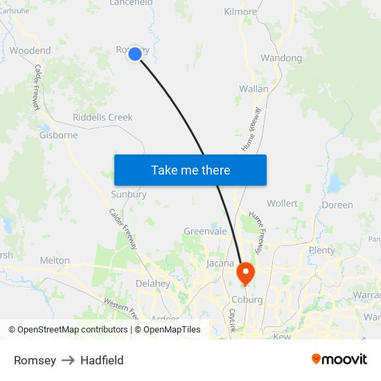 Romsey to Hadfield map