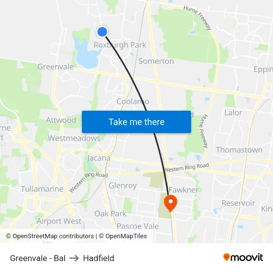 Greenvale - Bal to Hadfield map