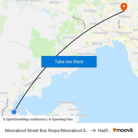 Moorabool Street Bus Stops/Moorabool St (Geelong) to Hadfield map