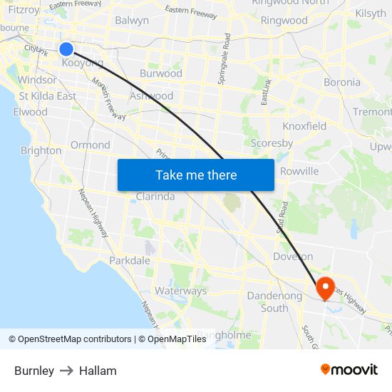 Burnley to Hallam map