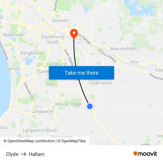 Clyde to Hallam map