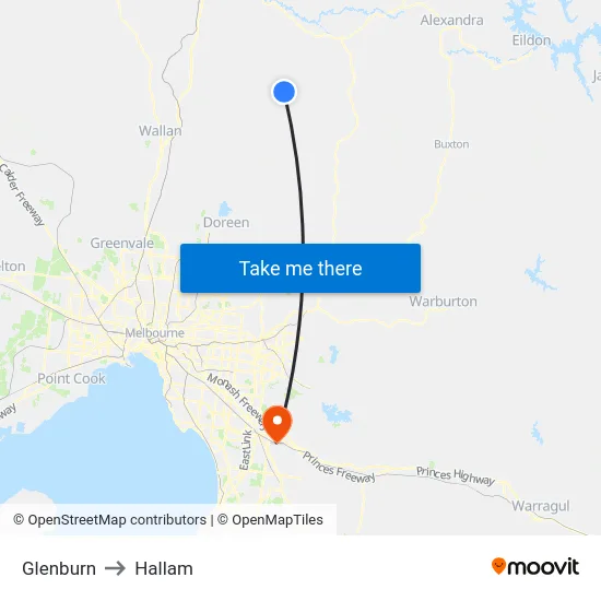 Glenburn to Hallam map