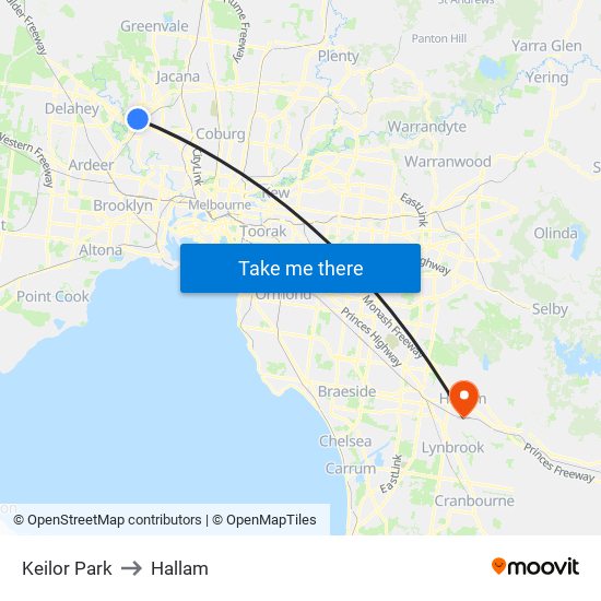 Keilor Park to Hallam map