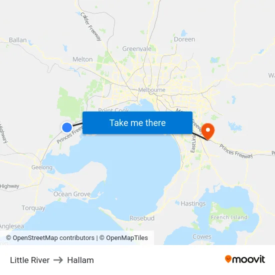 Little River to Hallam map
