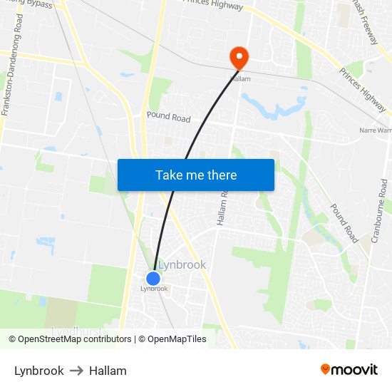 Lynbrook to Hallam map