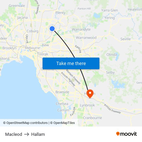 Macleod to Hallam map