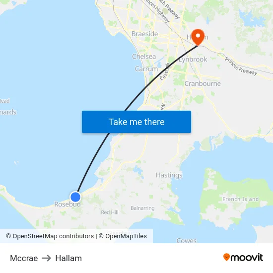 Mccrae to Hallam map