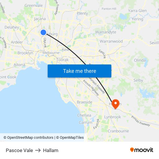 Pascoe Vale to Hallam map