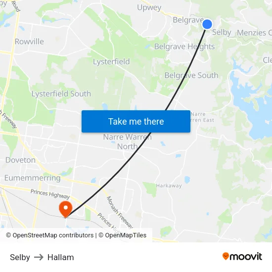Selby to Hallam map