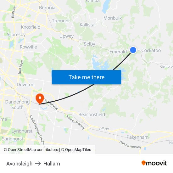 Avonsleigh to Hallam map