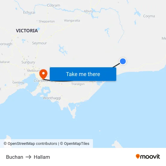 Buchan to Hallam map