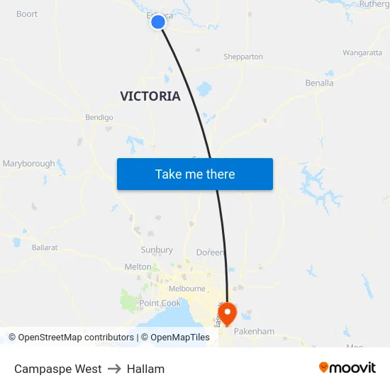 Campaspe West to Hallam map