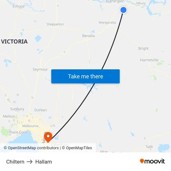 Chiltern to Hallam map