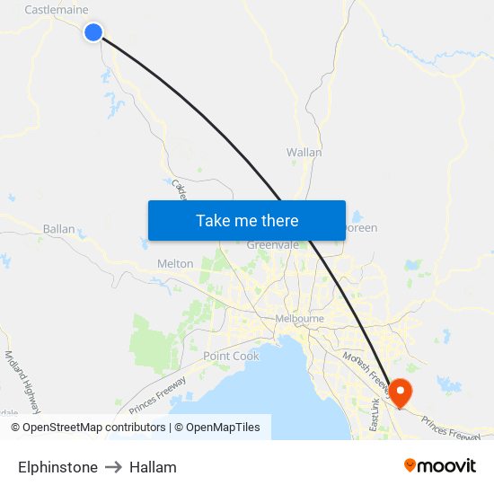 Elphinstone to Hallam map