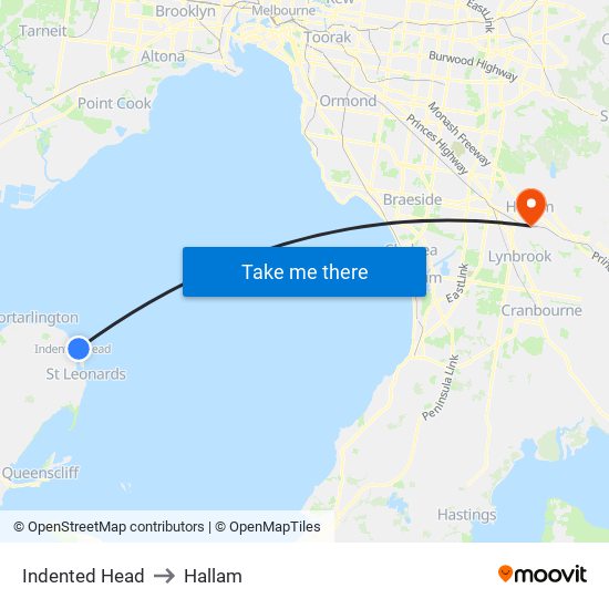 Indented Head to Hallam map