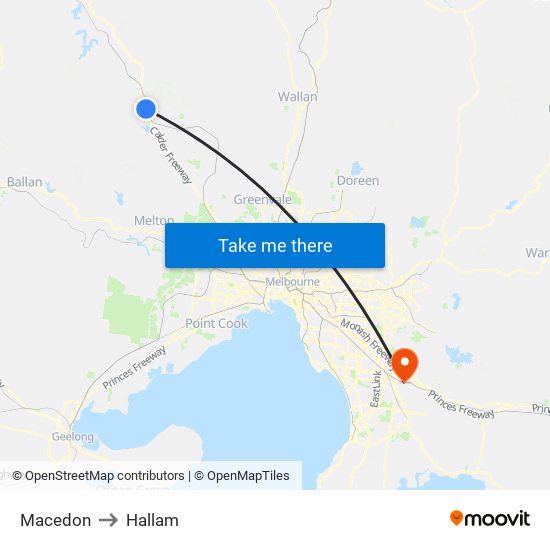 Macedon to Hallam map