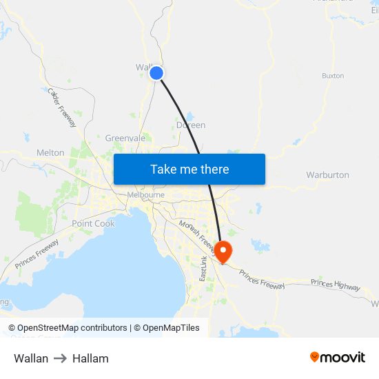Wallan to Hallam map