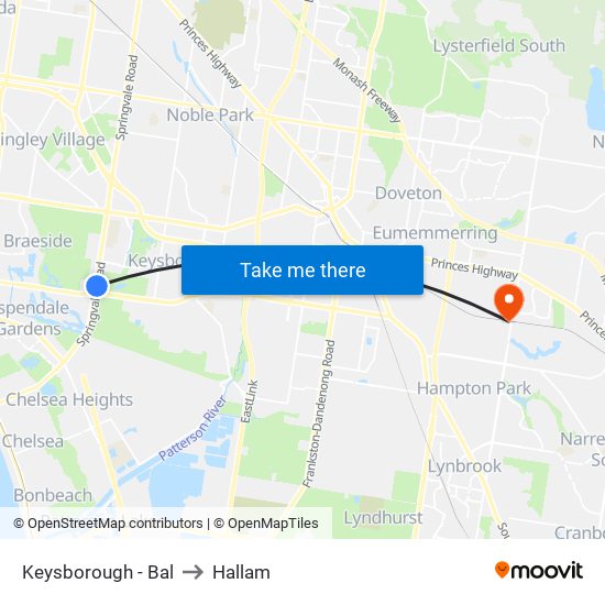 Keysborough - Bal to Hallam map