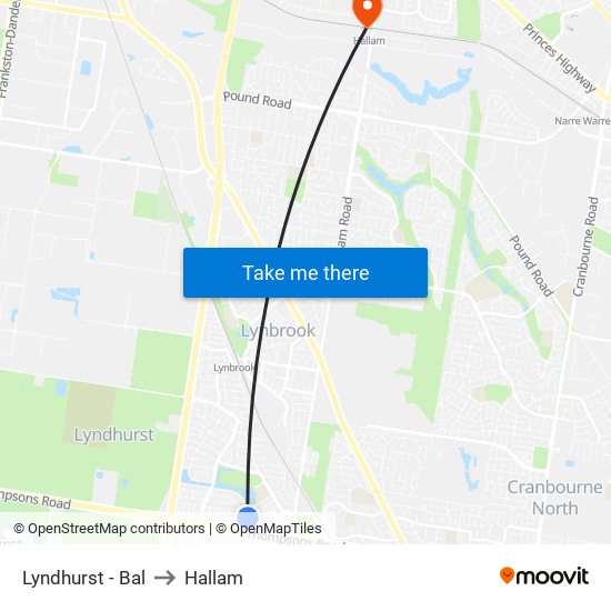 Lyndhurst - Bal to Hallam map