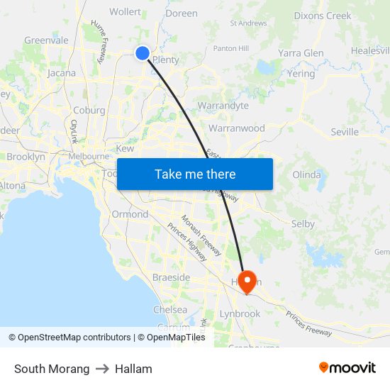 South Morang to Hallam map