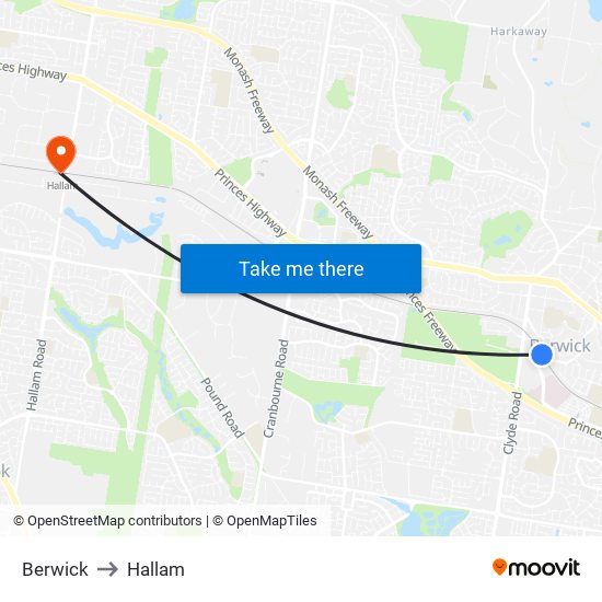 Berwick to Hallam map