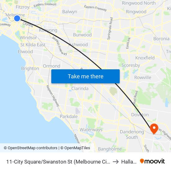 11-City Square/Swanston St (Melbourne City) to Hallam map