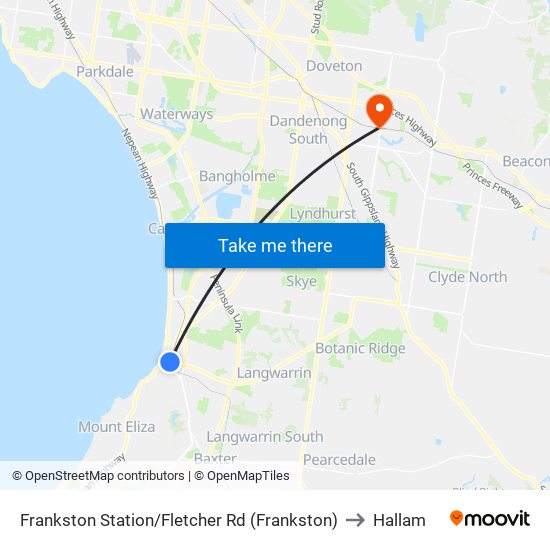 Frankston Station/Fletcher Rd (Frankston) to Hallam map