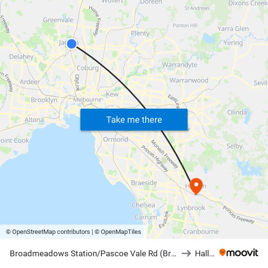 Broadmeadows Station/Pascoe Vale Rd (Broadmeadows) to Hallam map