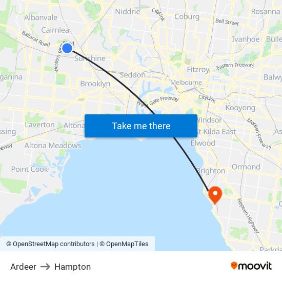 Ardeer to Hampton map